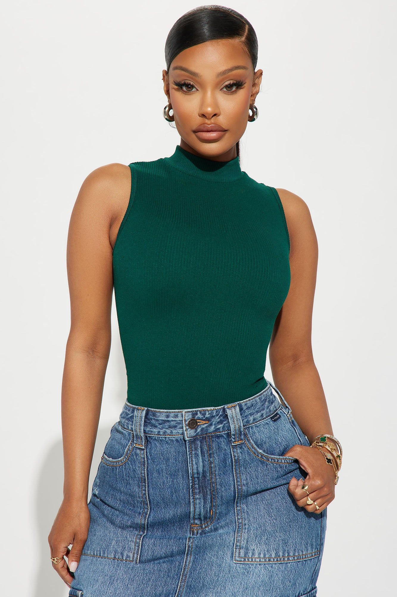 Stay Timeless Ribbed Tank Top - Hunter sold by Fashion Nova