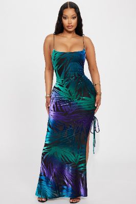 Bianca Mesh Maxi Dress - Green/combo sold by Fashion Nova