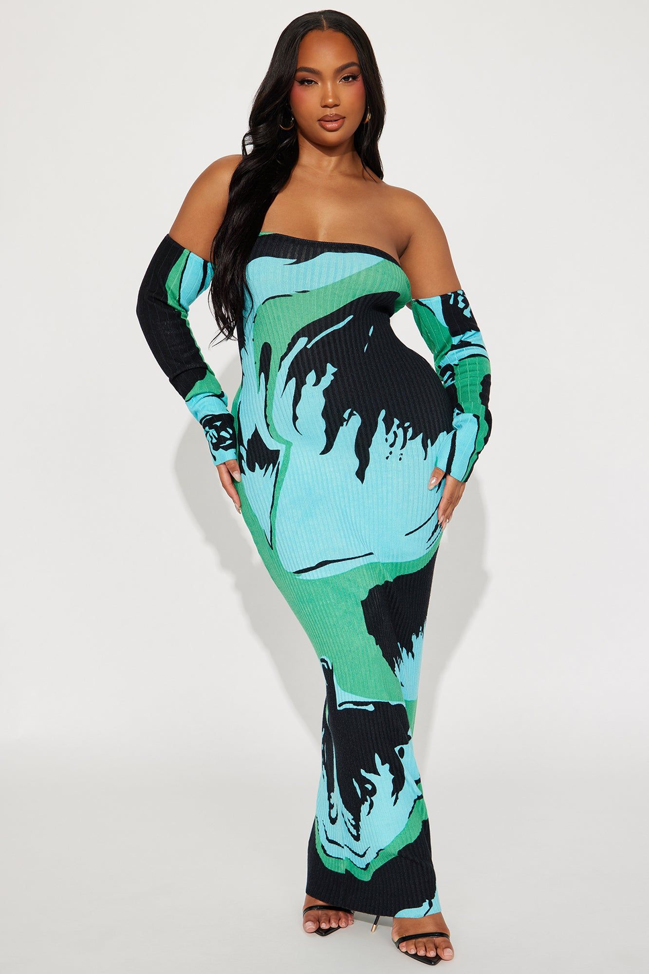 Rosalie Ribbed Maxi Dress - Blue/combo sold by Fashion Nova product image thumbnail 4