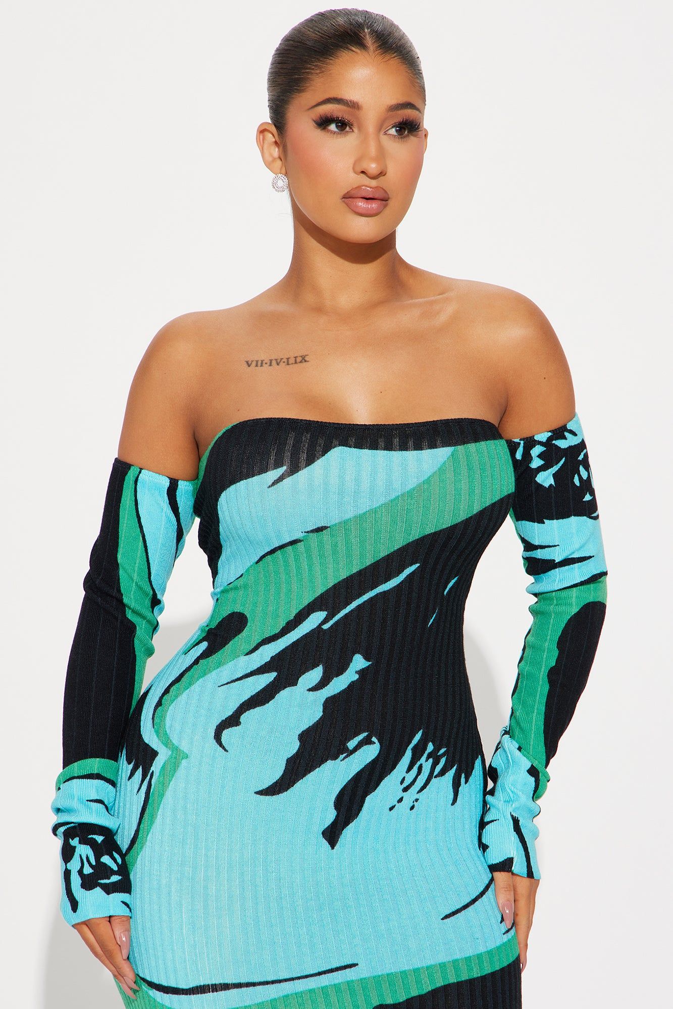 Rosalie Ribbed Maxi Dress - Blue/combo sold by Fashion Nova product image thumbnail 2