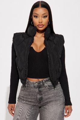 Ride My Wave Quilted Puffer Vest - Black sold by Fashion Nova