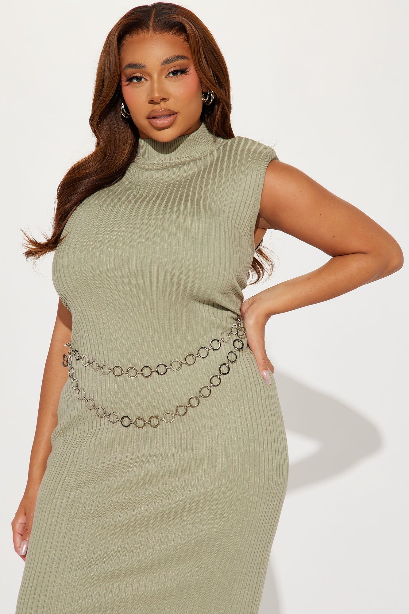 Amelia Mock Neck Midi Dress - Sage sold by Fashion Nova product image thumbnail 5