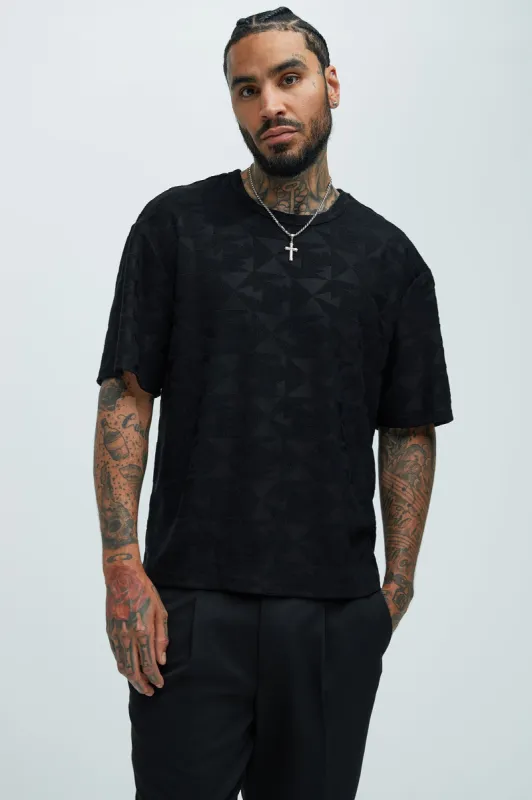 Binney Jacquard Relaxed Short Sleeve Tee - Black sold by Fashion Nova