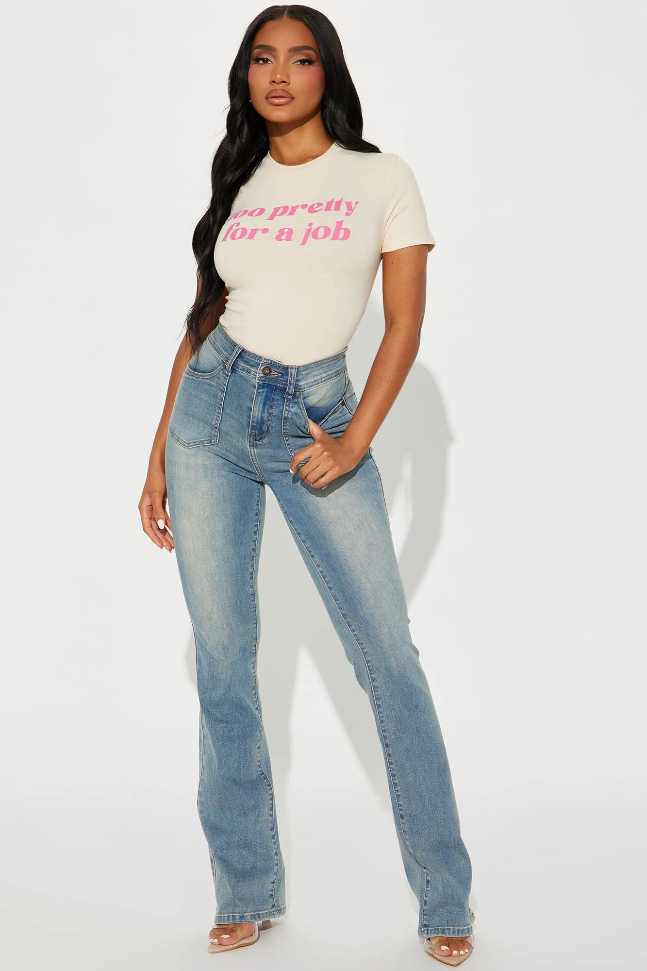 Too Pretty For A Job Tee - Cream sold by Fashion Nova product image thumbnail 2