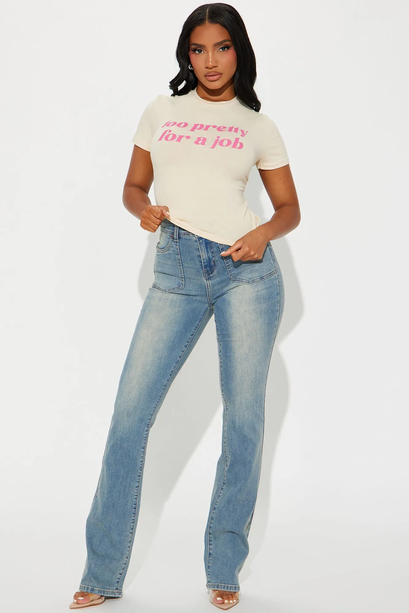 Too Pretty For A Job Tee - Cream sold by Fashion Nova product image thumbnail 4