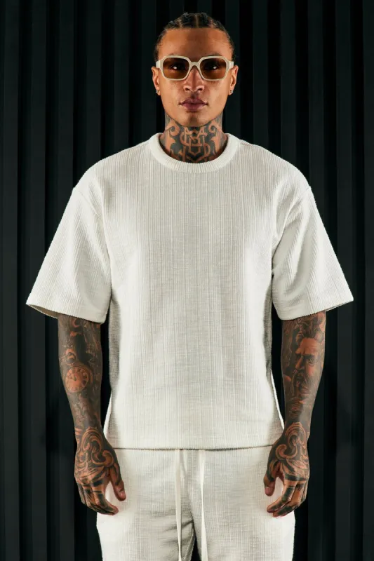 Dean Textured Short Sleeve Tee - White sold by Fashion Nova