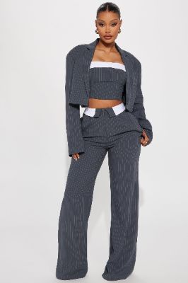 It Girl 3 Piece Pant Set - Grey sold by Fashion Nova