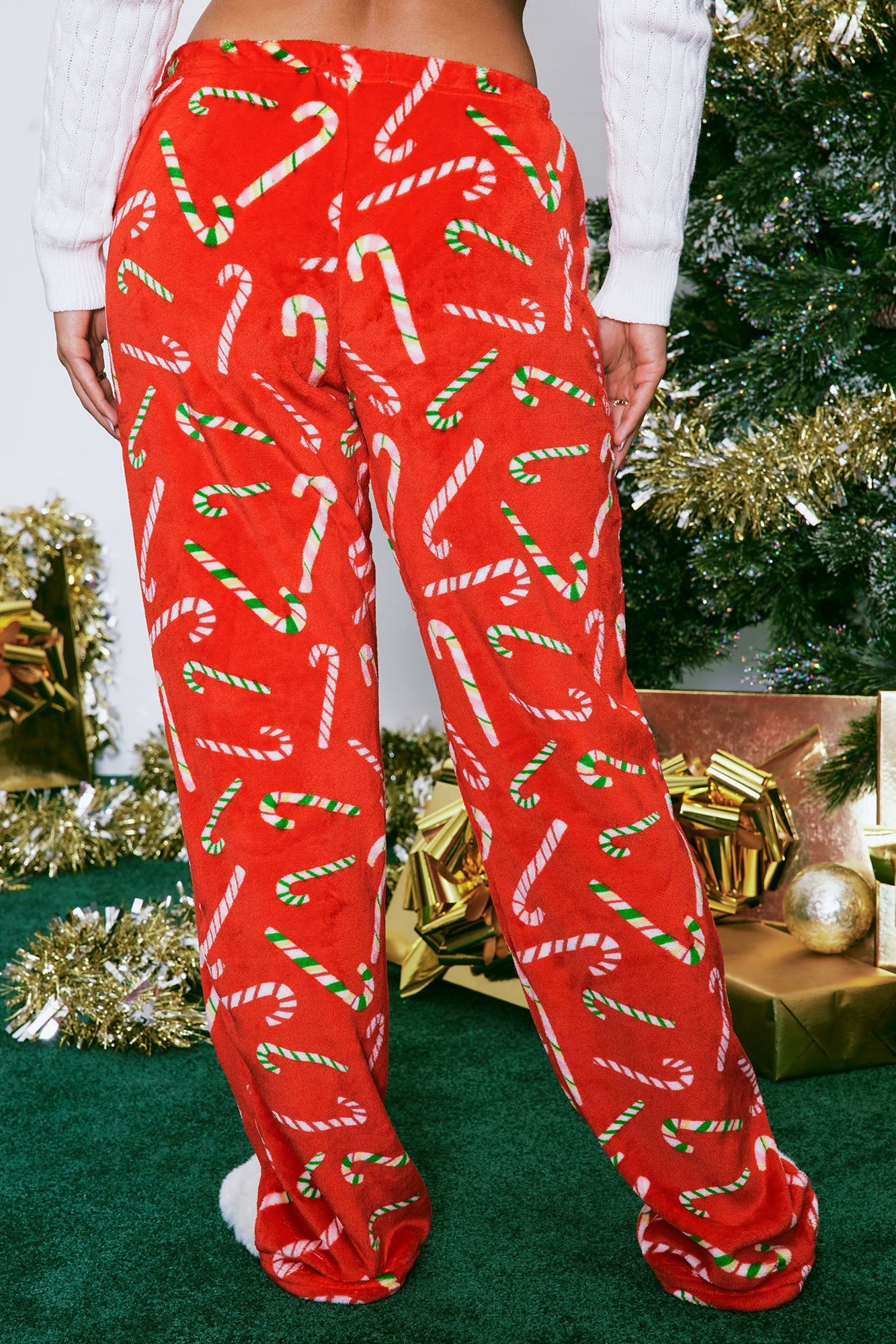 Candy Cane Lane Plush PJ Pants - Red/combo sold by Fashion Nova product image thumbnail 3