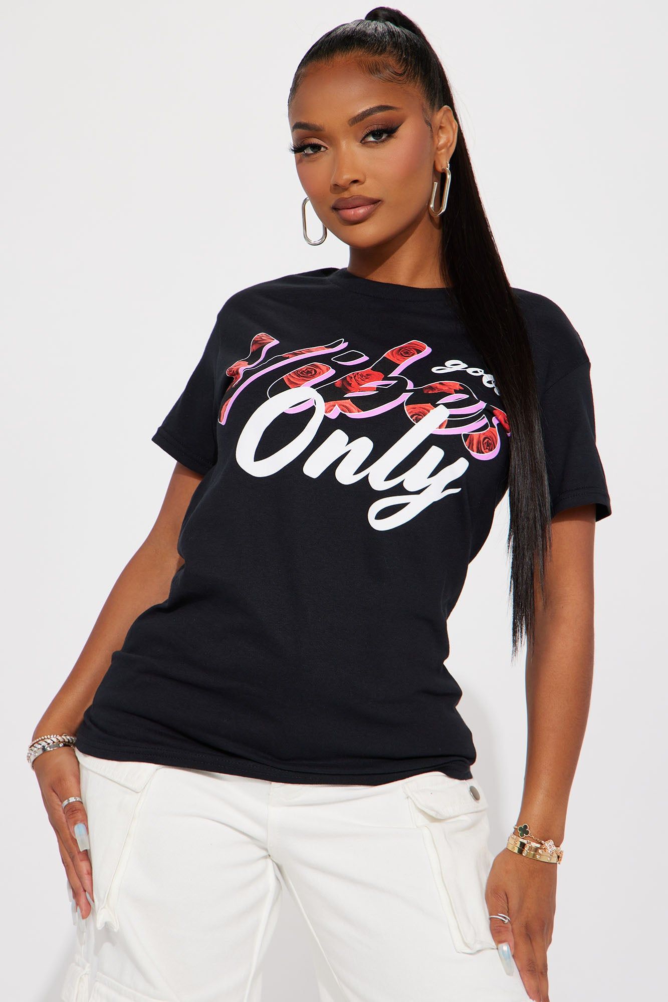 Good Vibes Only Graphic Tee - Black sold by Fashion Nova