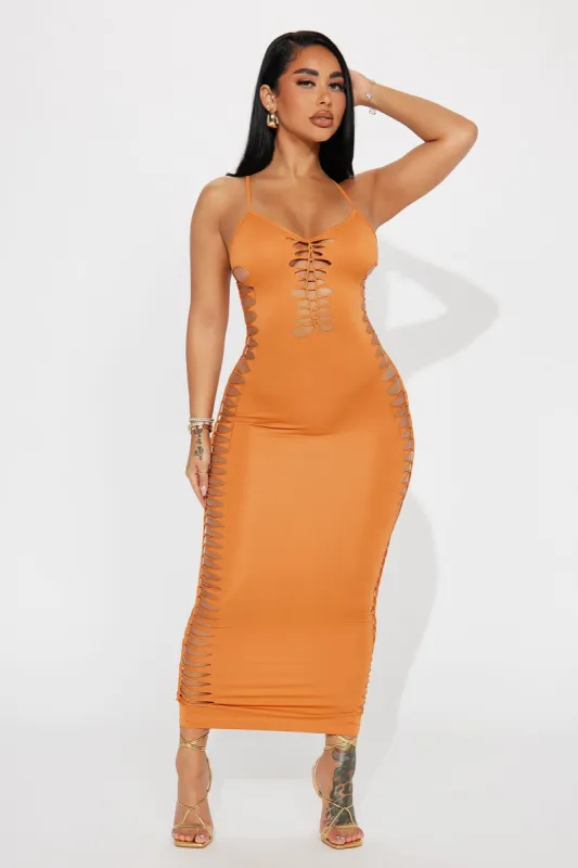 Bailey Braided Midi Dress - Rust sold by Fashion Nova