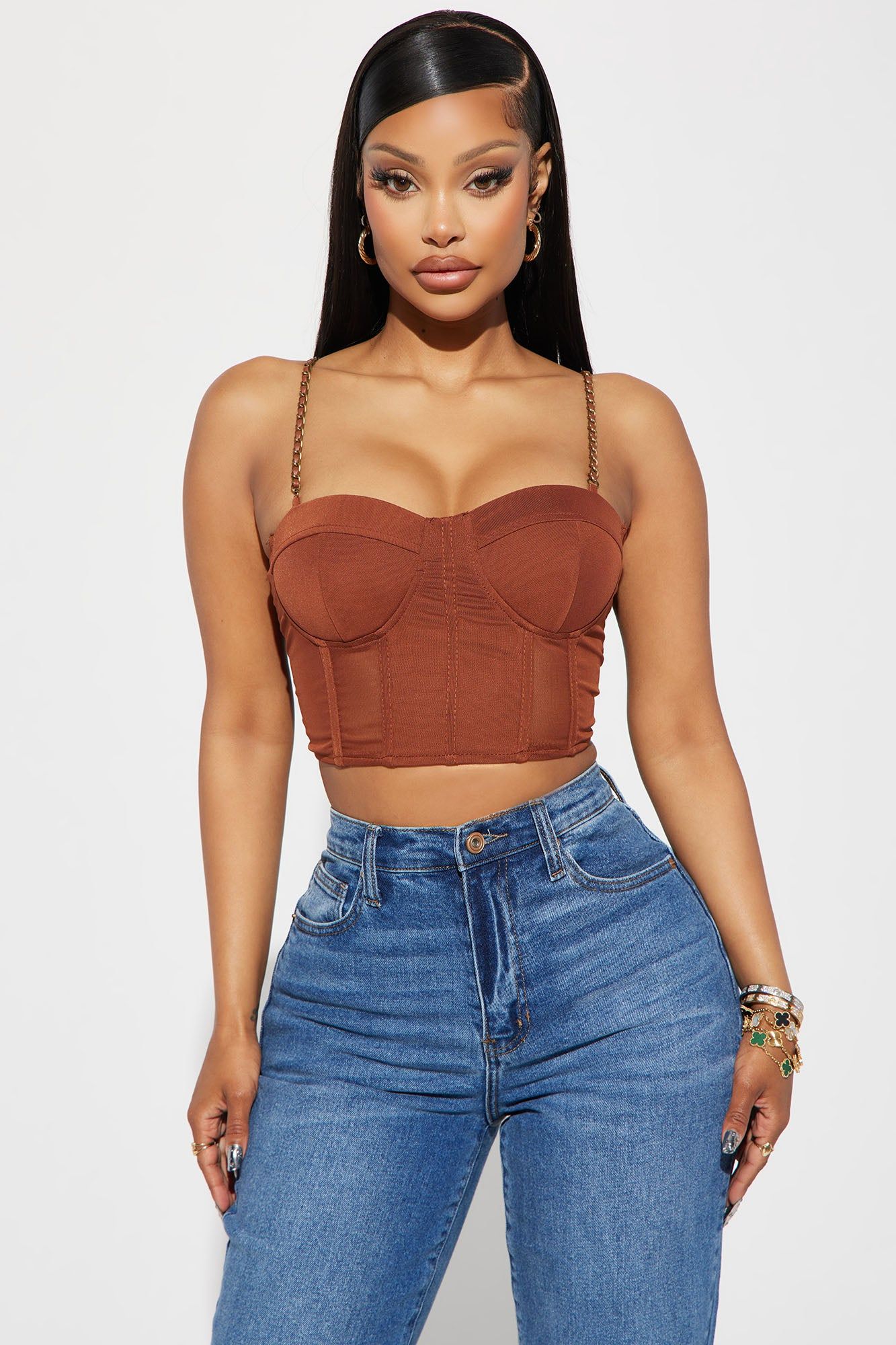 Ashlynn Corset Top - Cognac sold by Fashion Nova