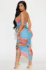 Cerulean Mesh Midi Dress - Blue/combo sold by Fashion Nova