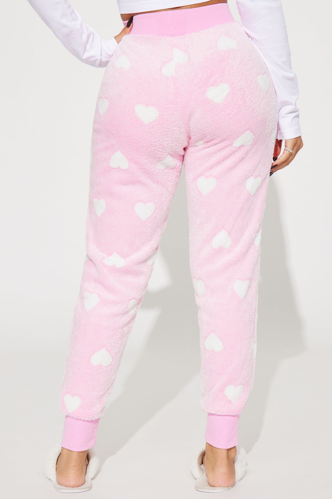 Sleepy Hearts Plush PJ Joggers - Pink/combo sold by Fashion Nova product image thumbnail 3