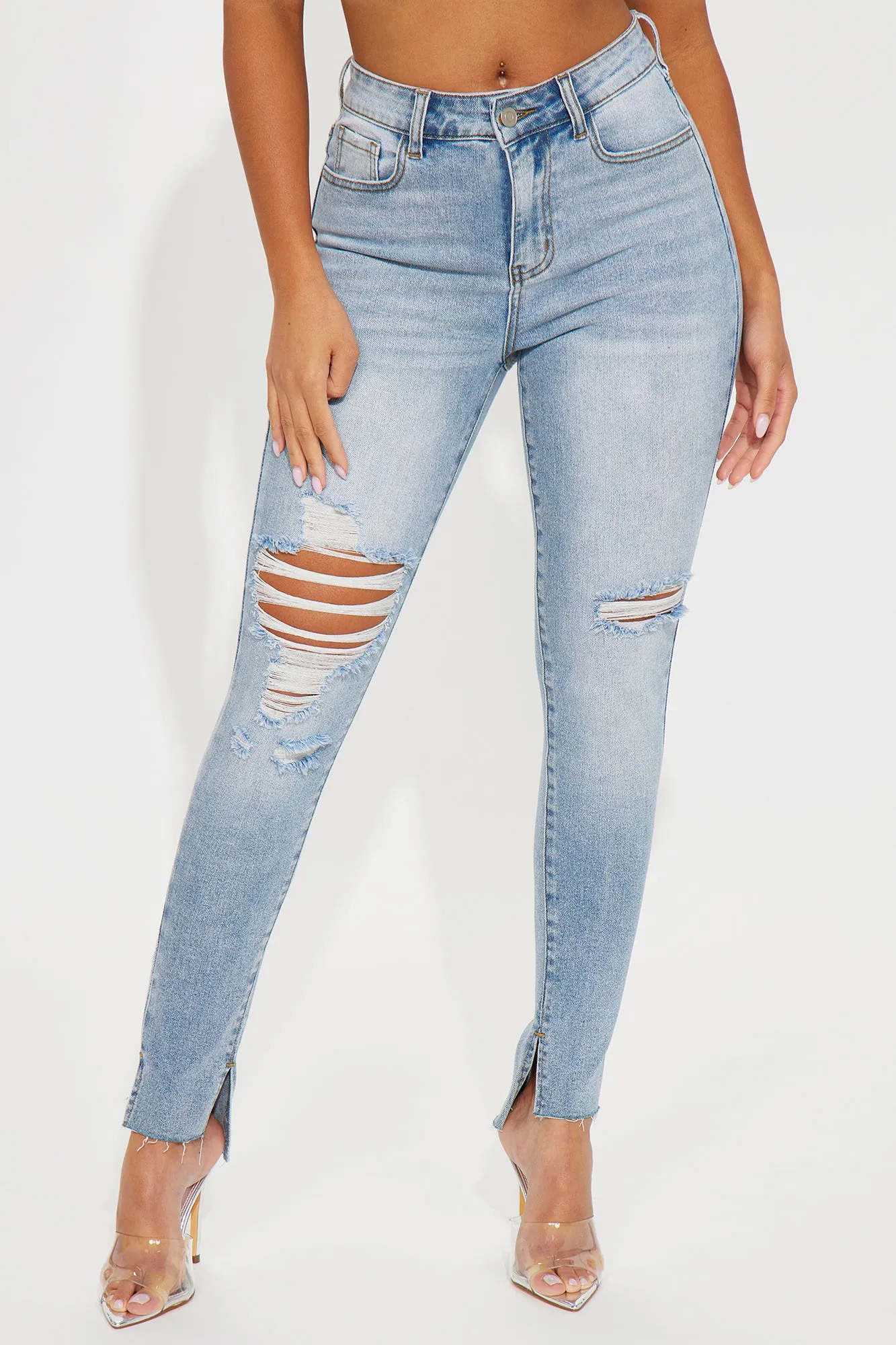 Standout Stretch Ripped Skinny Jeans - Light Wash sold by Fashion Nova product image thumbnail 2