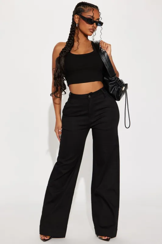 Cara High Rise Wide Leg Pant - Black sold by Fashion Nova