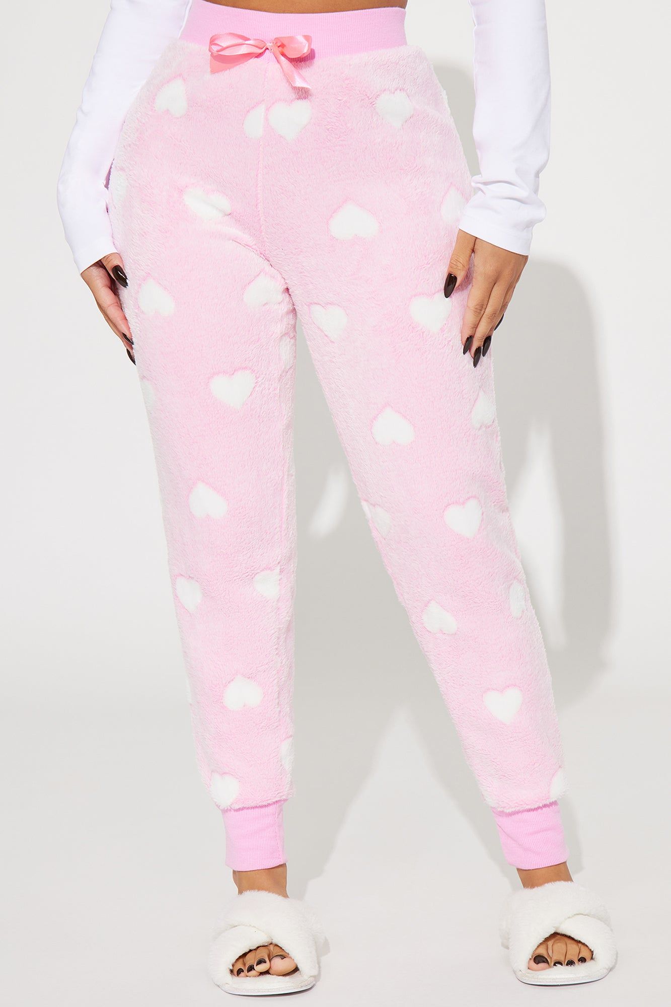 Sleepy Hearts Plush PJ Joggers - Pink/combo sold by Fashion Nova product image thumbnail 2