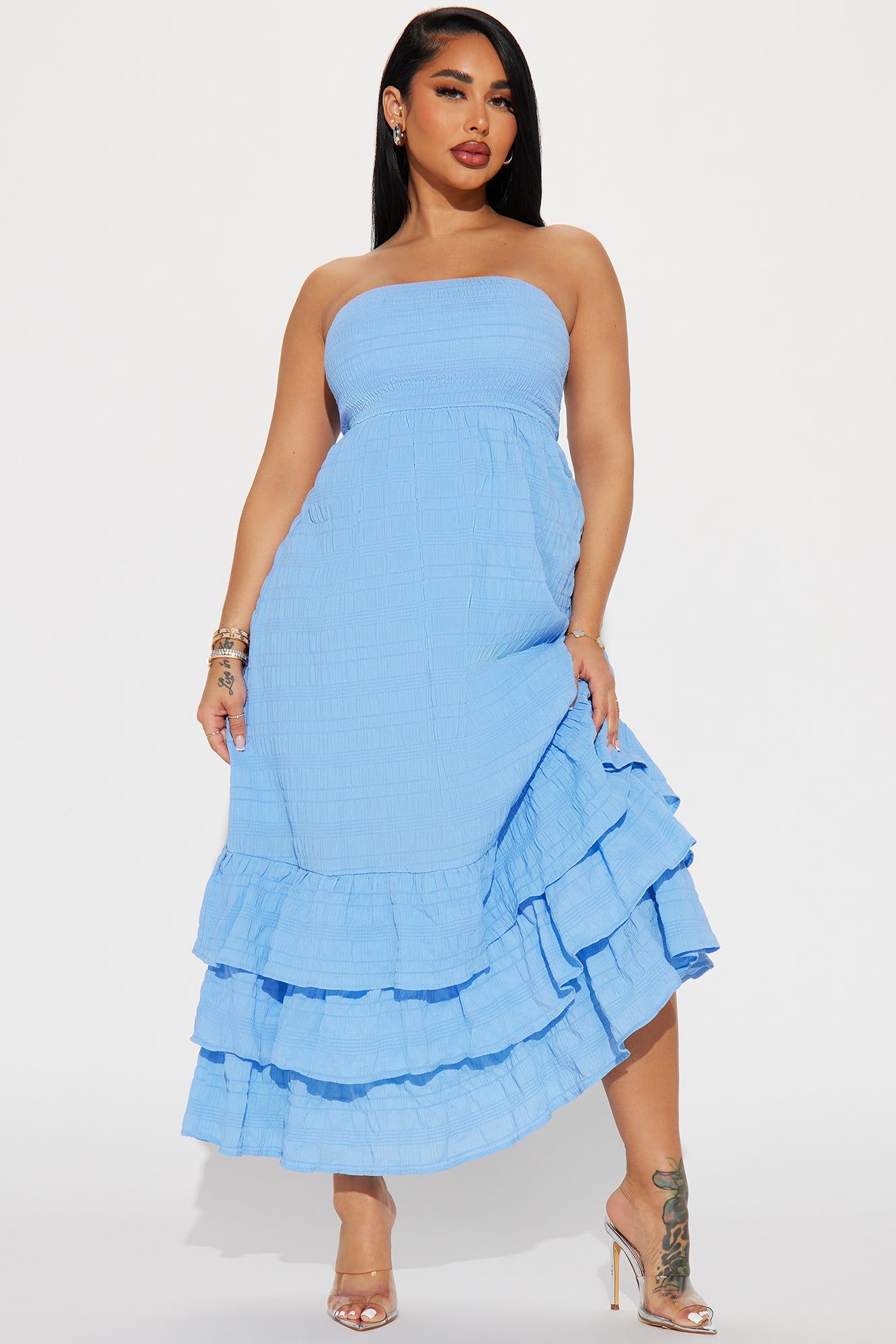 Alice Textured Maxi Dress - Blue sold by Fashion Nova