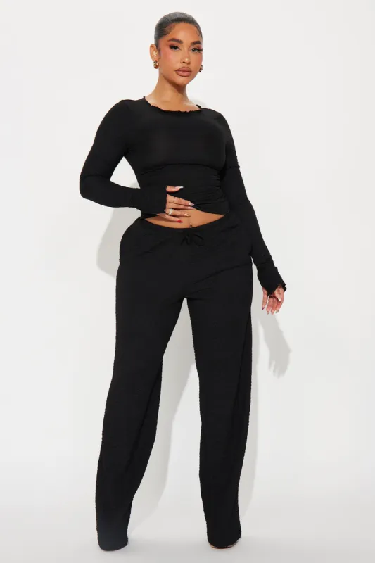 Rayna Textured Knit Pant Set - Black sold by Fashion Nova