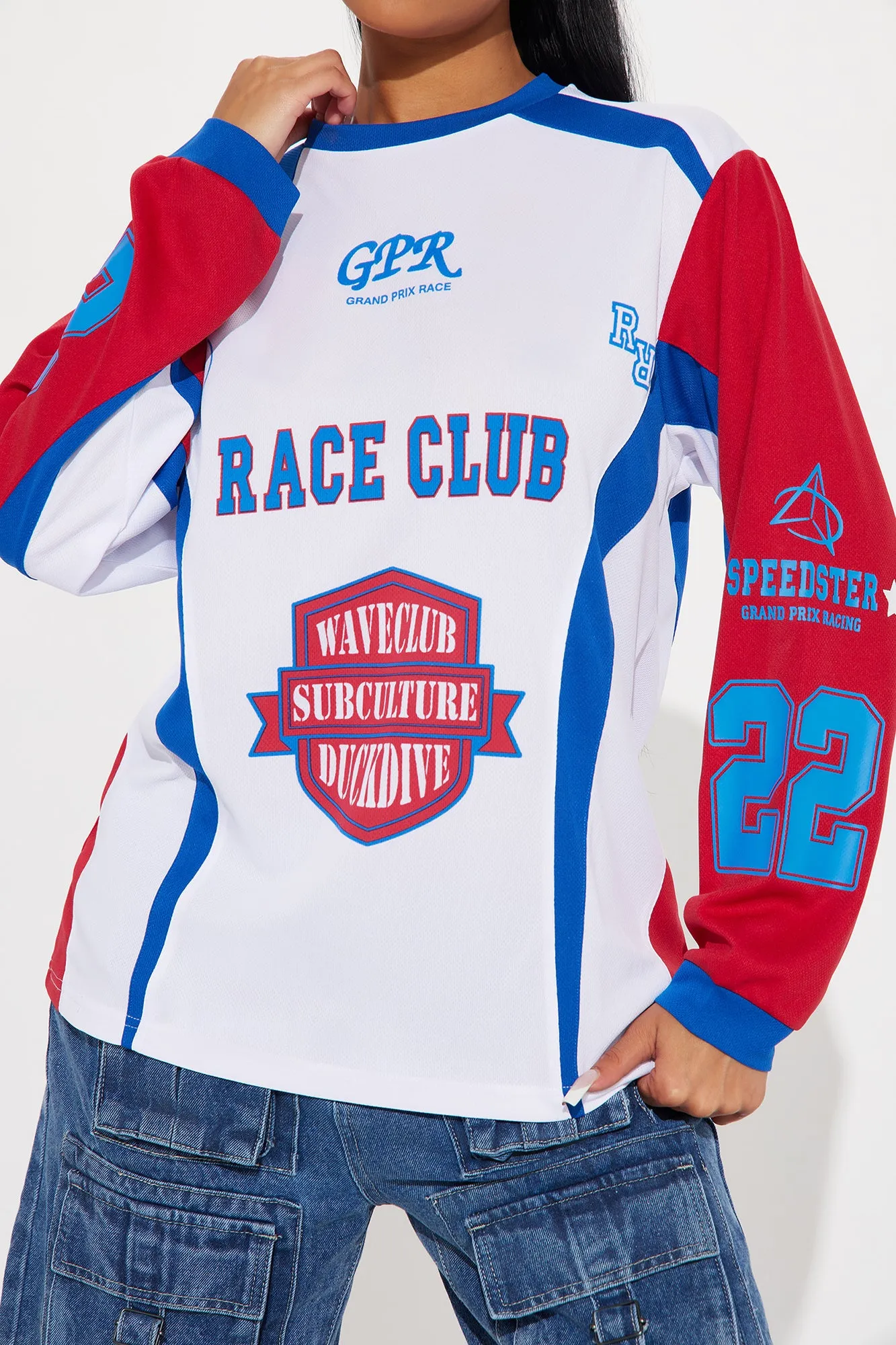 Hot Shot Race Club Jersey Tee - White/combo sold by Fashion Nova product image thumbnail 4