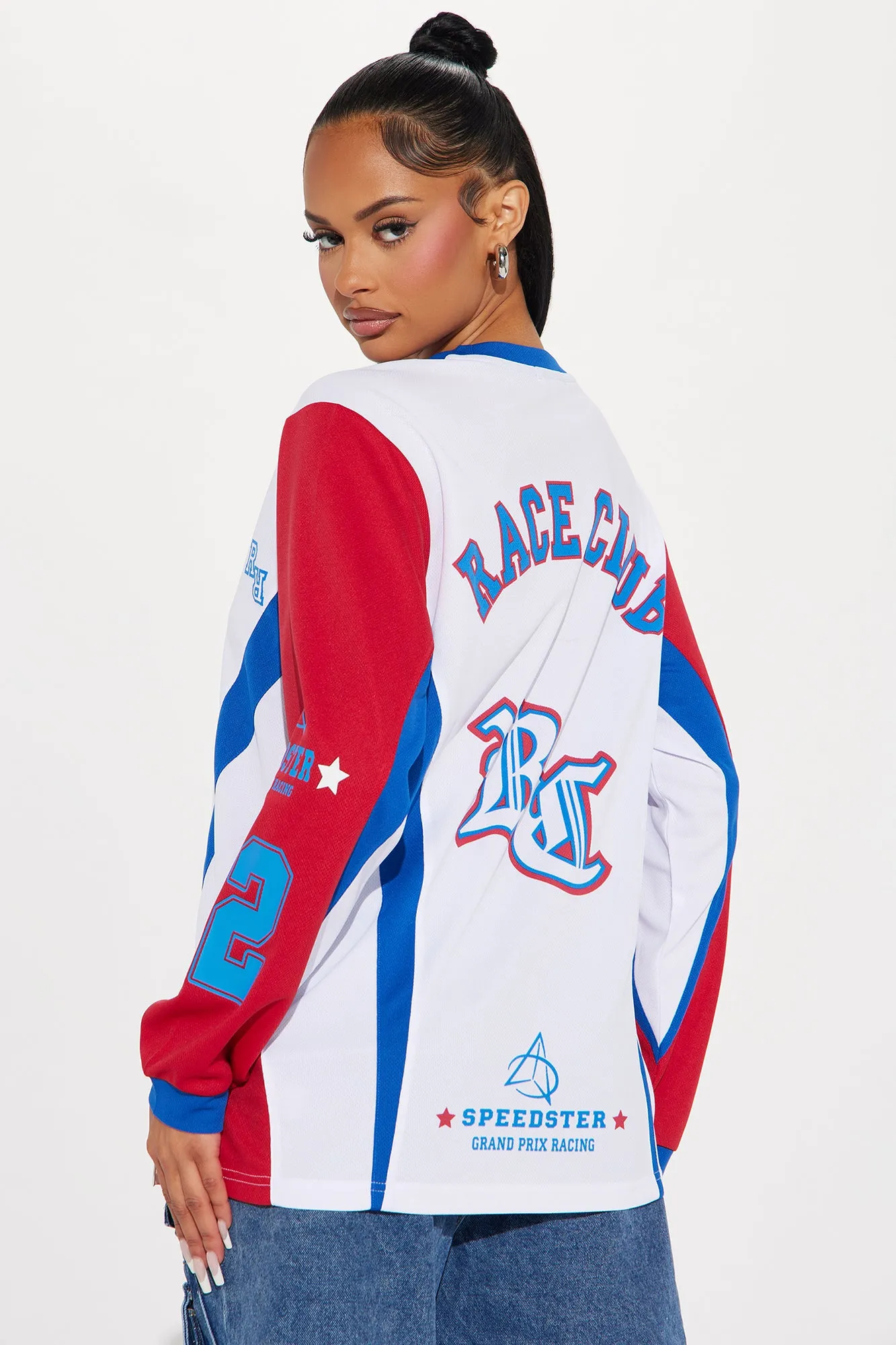 Hot Shot Race Club Jersey Tee - White/combo sold by Fashion Nova product image thumbnail 5