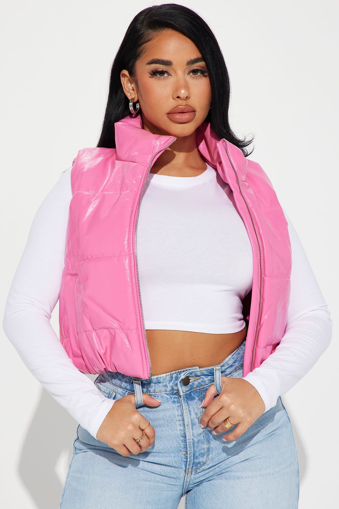 Shine Bright Puffer Vest - Pink sold by Fashion Nova