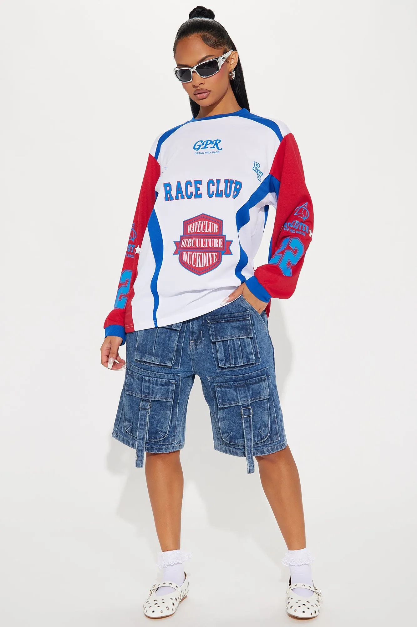 Hot Shot Race Club Jersey Tee - White/combo sold by Fashion Nova product image thumbnail 3