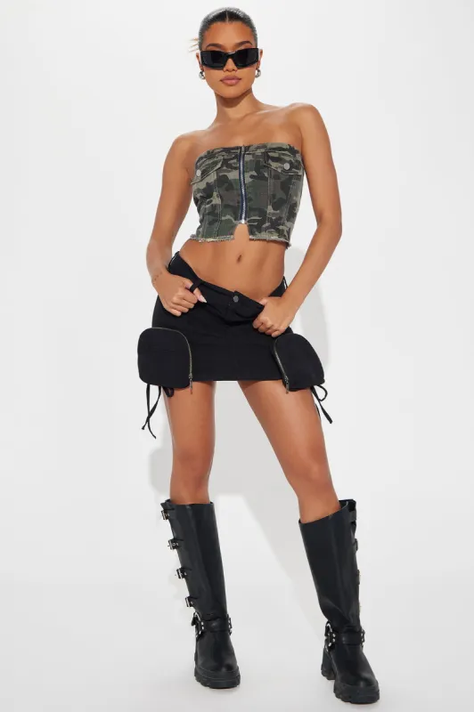 Down With Me Cargo Mini Skirt - Black sold by Fashion Nova