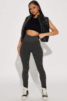 Francine Seamless Ribbed Legging - Charcoal sold by Fashion Nova