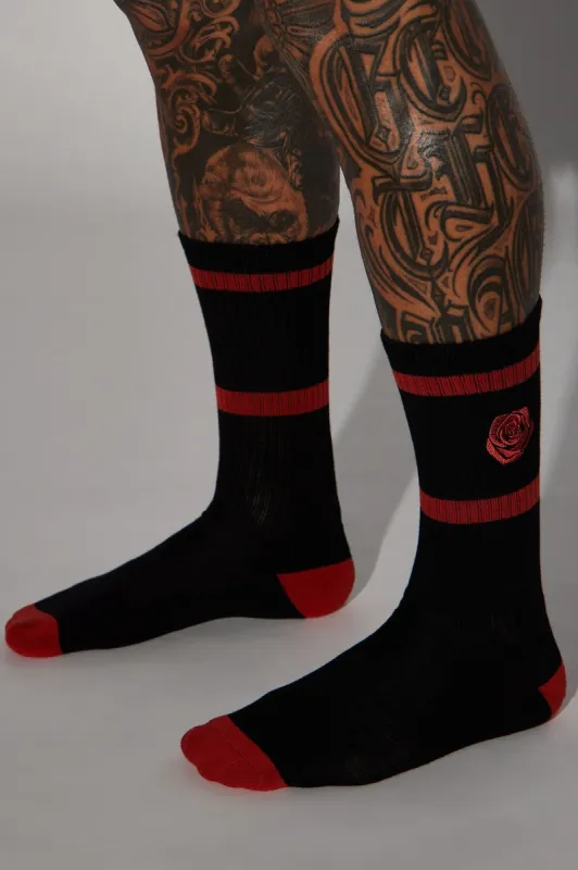 Rose Socks - Black/Red sold by Fashion Nova