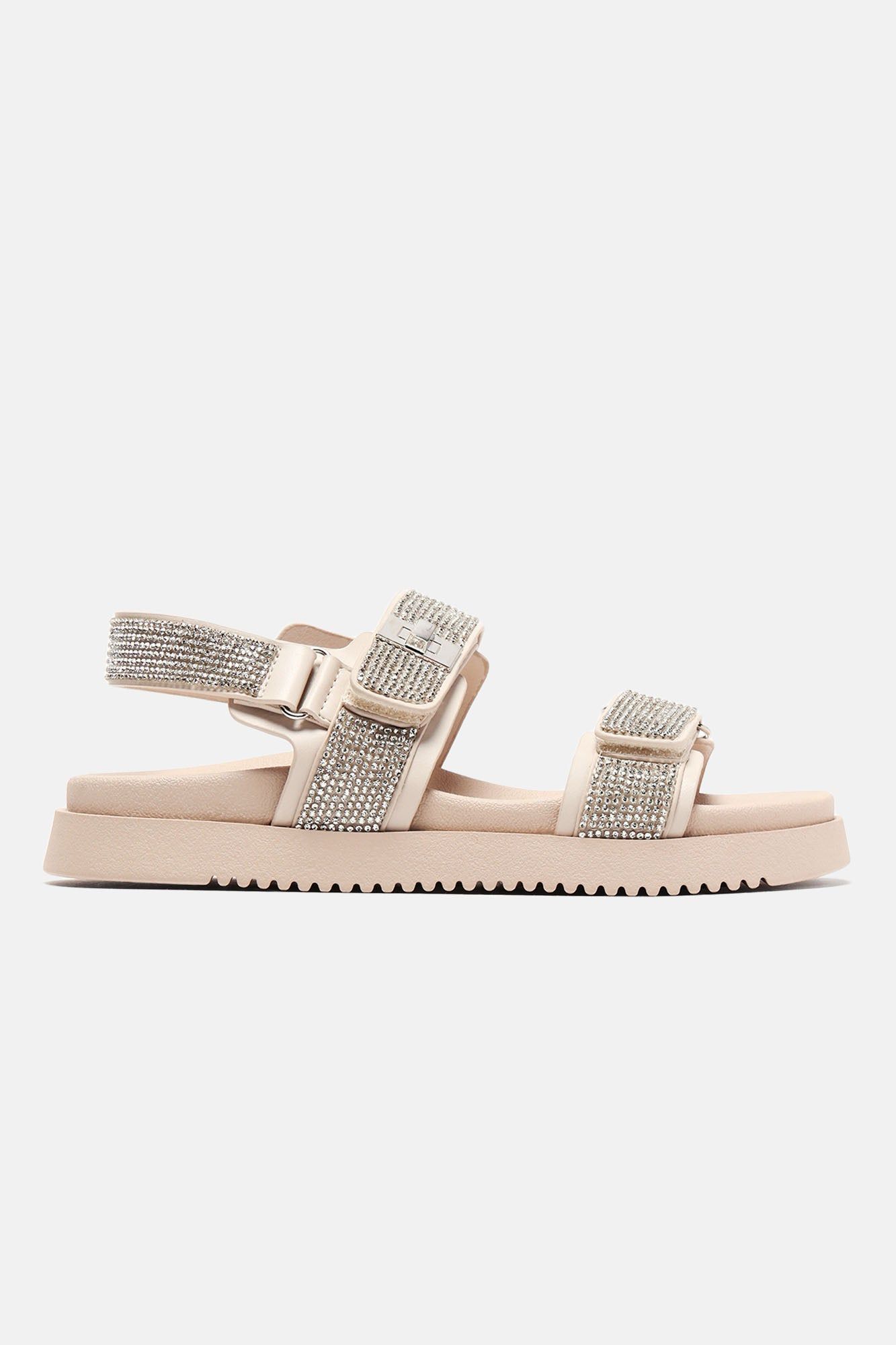 Kalley Embellished Flat Sandals - Ivory sold by Fashion Nova
