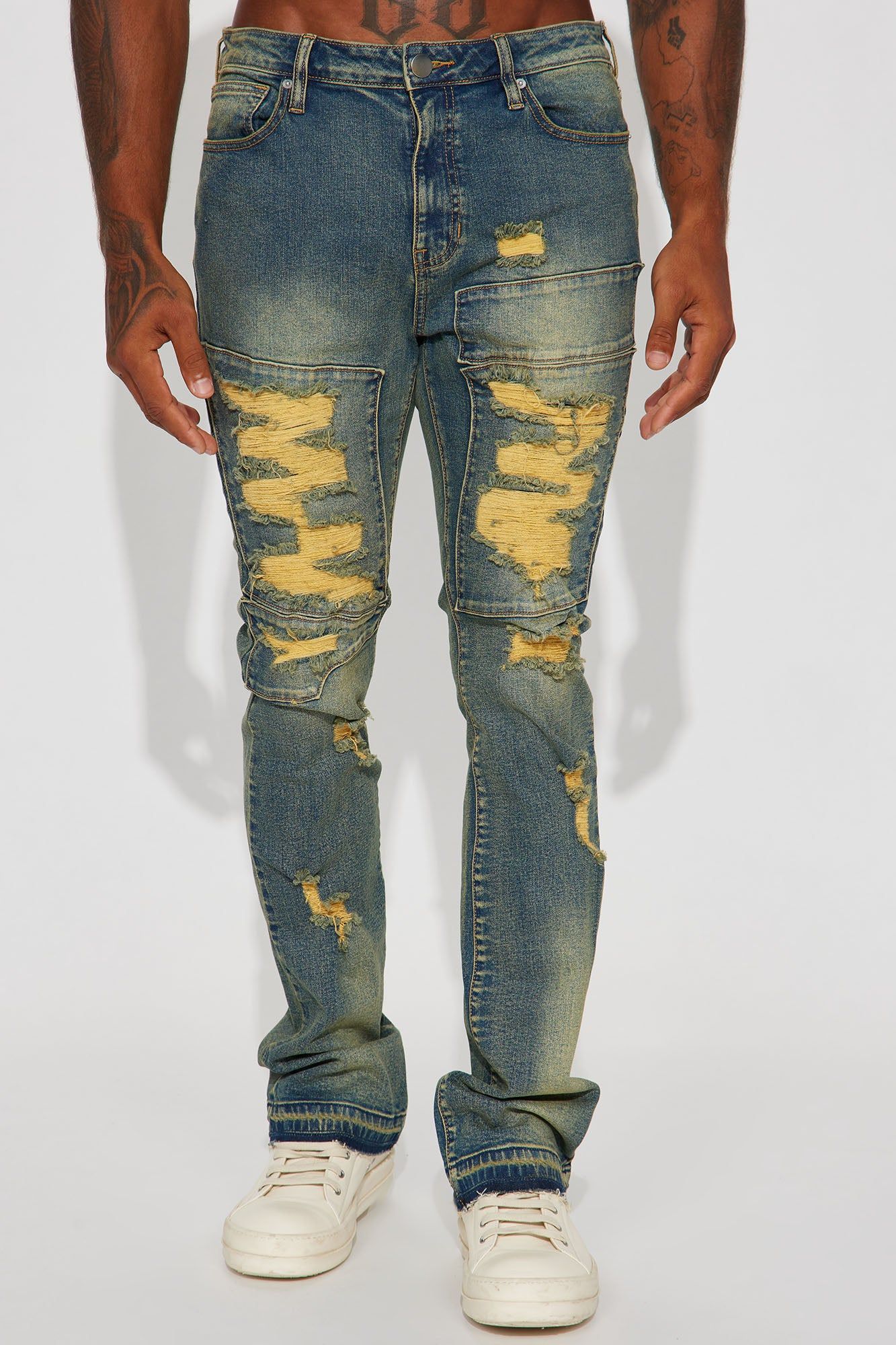 Ride Down Ya Block Stacked Skinny Flare Jeans - Vintage Blue Wash sold by Fashion Nova product image thumbnail 4