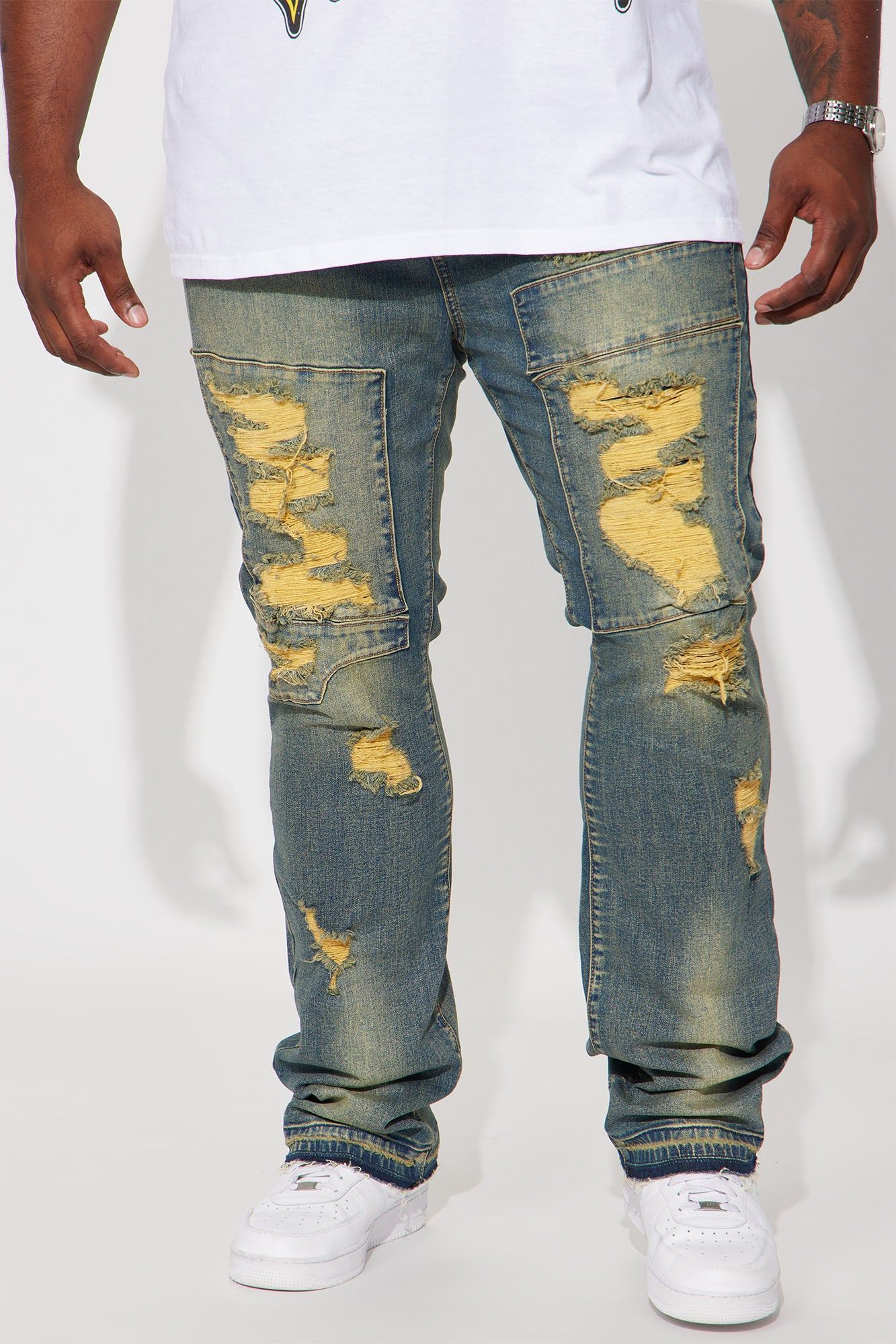 Ride Down Ya Block Stacked Skinny Flare Jeans - Vintage Blue Wash sold by Fashion Nova product image thumbnail 2