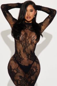 Close To You Bodystocking Dress - Black sold by Fashion Nova