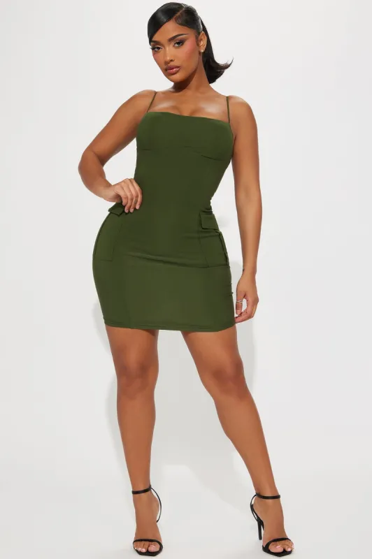 Jade Cargo Mini Dress - Olive sold by Fashion Nova