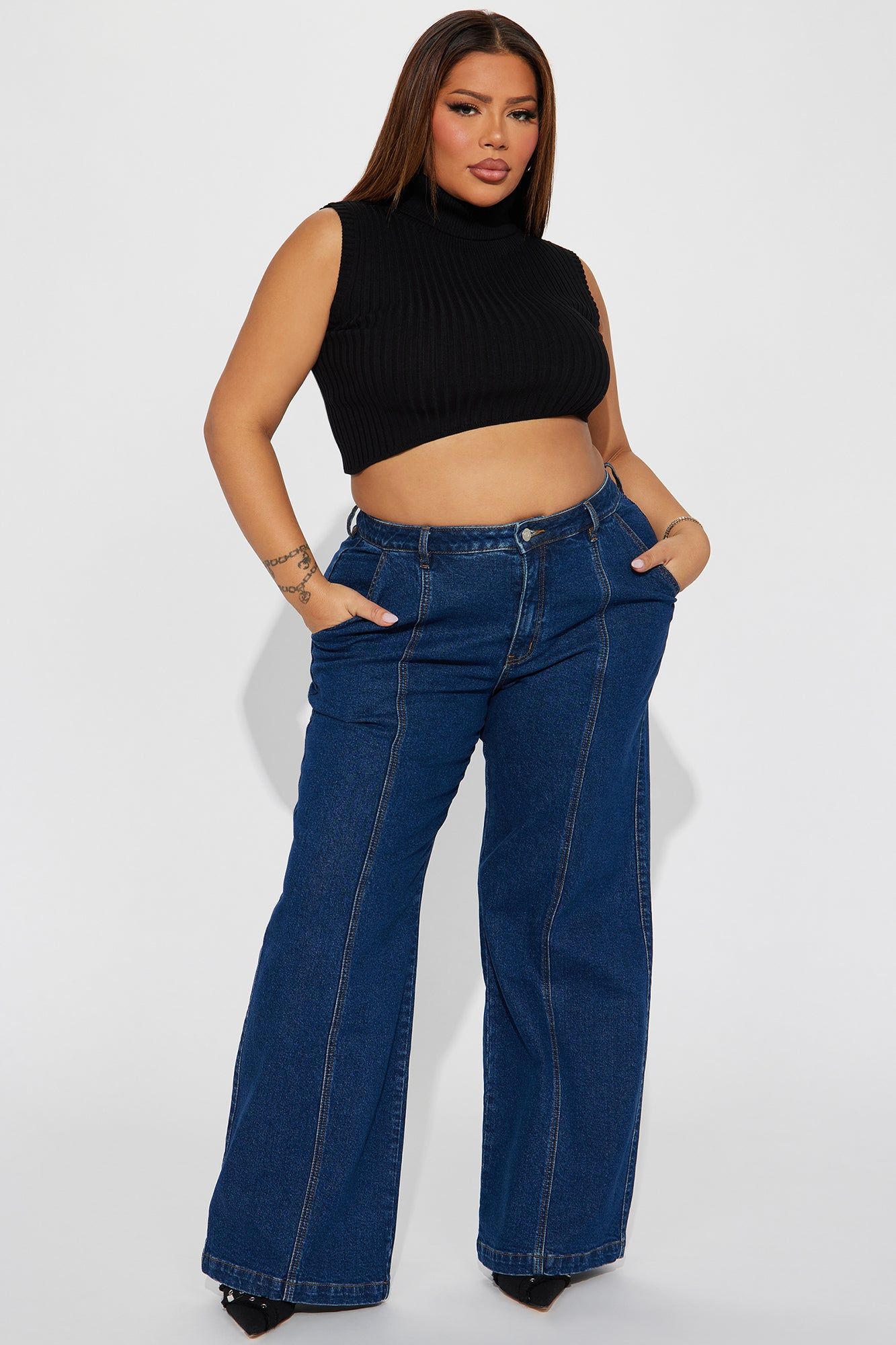 Feel The Connection Wide Leg Jeans - Dark Wash sold by Fashion Nova product image thumbnail 4
