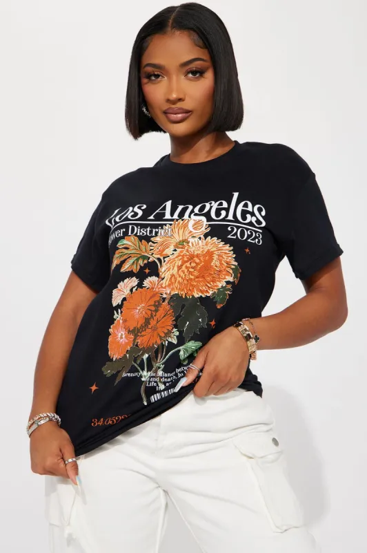 Bloom In Los Angeles Graphic Tee - Black sold by Fashion Nova