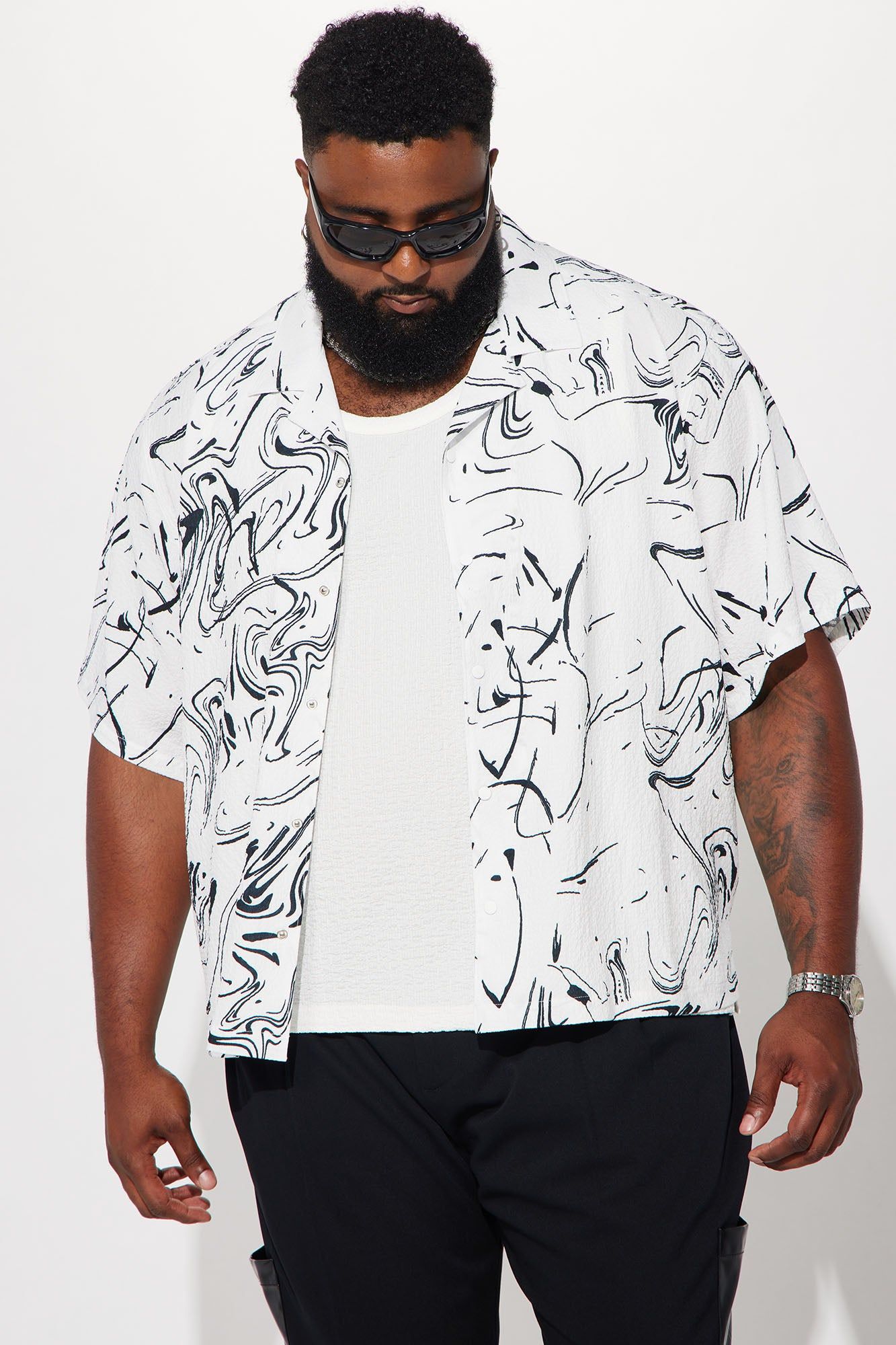 Great Mistakes Button Up Shirt - White/combo sold by Fashion Nova product image thumbnail 2