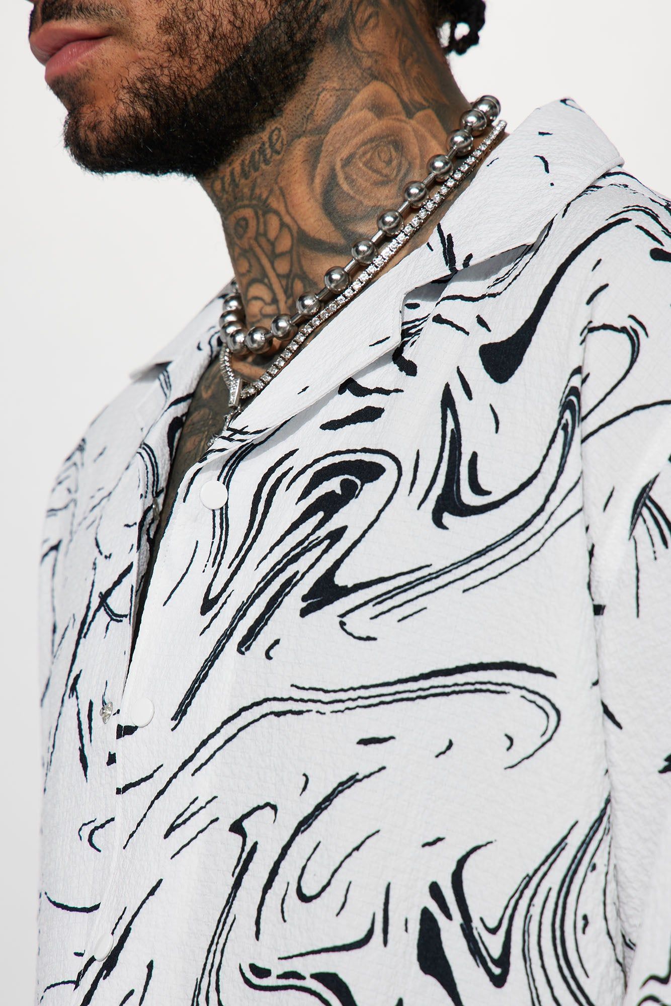 Great Mistakes Button Up Shirt - White/combo sold by Fashion Nova product image thumbnail 4