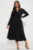 Charolette Long Sleeve Midi Dress - Black sold by Fashion Nova