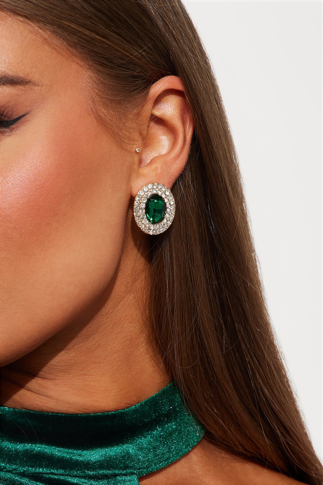 Round And Round Stud Earrings - Gold/Green sold by Fashion Nova