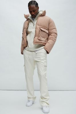 Woodruff Cropped Puffer - Taupe sold by Fashion Nova
