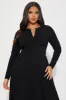 Charolette Long Sleeve Midi Dress - Black sold by Fashion Nova