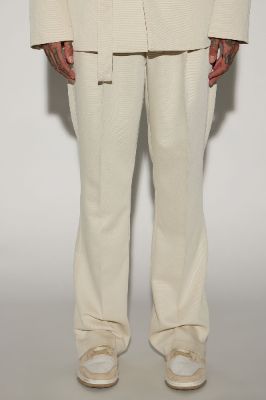 Thomas Luxury Texture Slit Flare Trousers - Off White sold by Fashion Nova