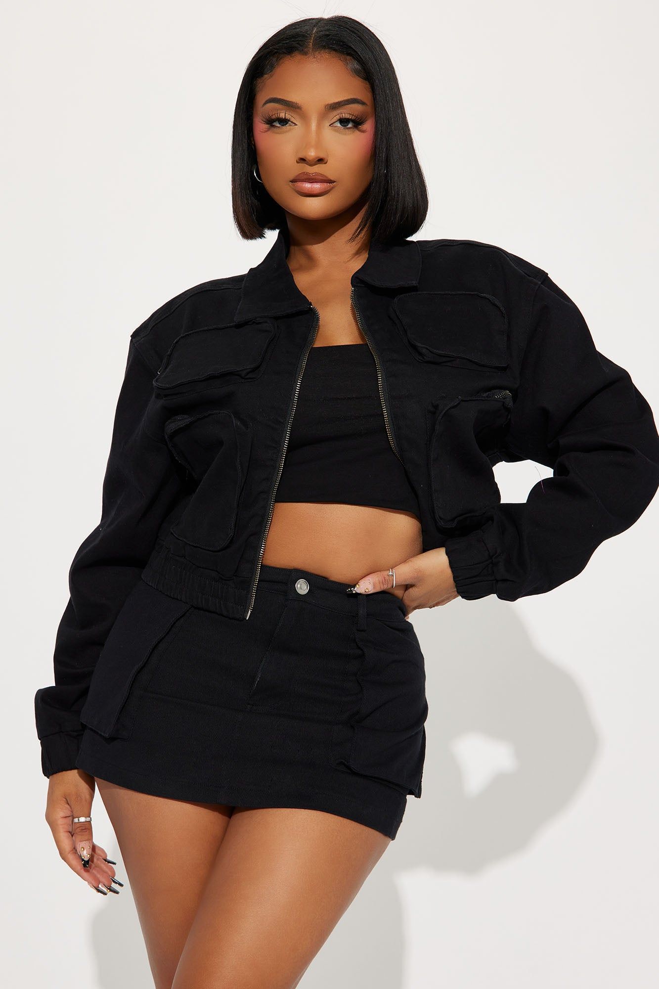 Playoffs Cargo Jacket - Black sold by Fashion Nova