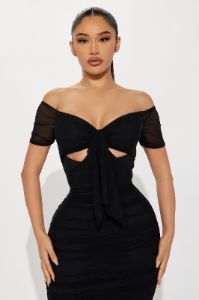 Beauty Catch Mesh Midi Dress - Black sold by Fashion Nova