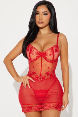 Heart Flutters Babydoll Set - Red sold by Fashion Nova