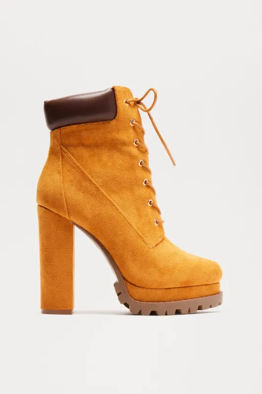Parker Platform Booties - Chestnut sold by Fashion Nova