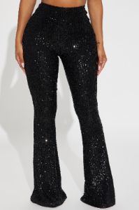 Something Extra Sequin Flare Pant - Black sold by Fashion Nova