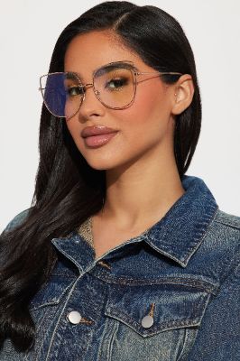 Being Clever Sunglasses - Clear/Gold made by Fashion Nova