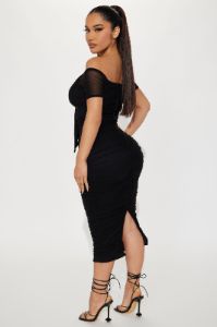 Beauty Catch Mesh Midi Dress - Black sold by Fashion Nova
